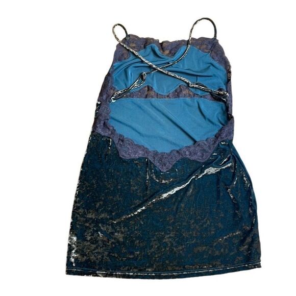 90s Y2K Vintage Victorias Secret Brown Velvet and Lace Slip Dress Backless Large - Picture 2 of 6